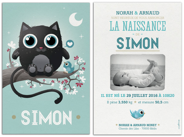 mkt4 faire-part de naissance chat noir