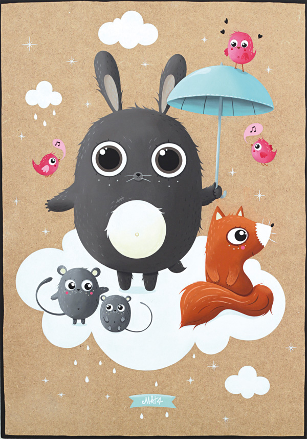 illustration animeaux kawaï